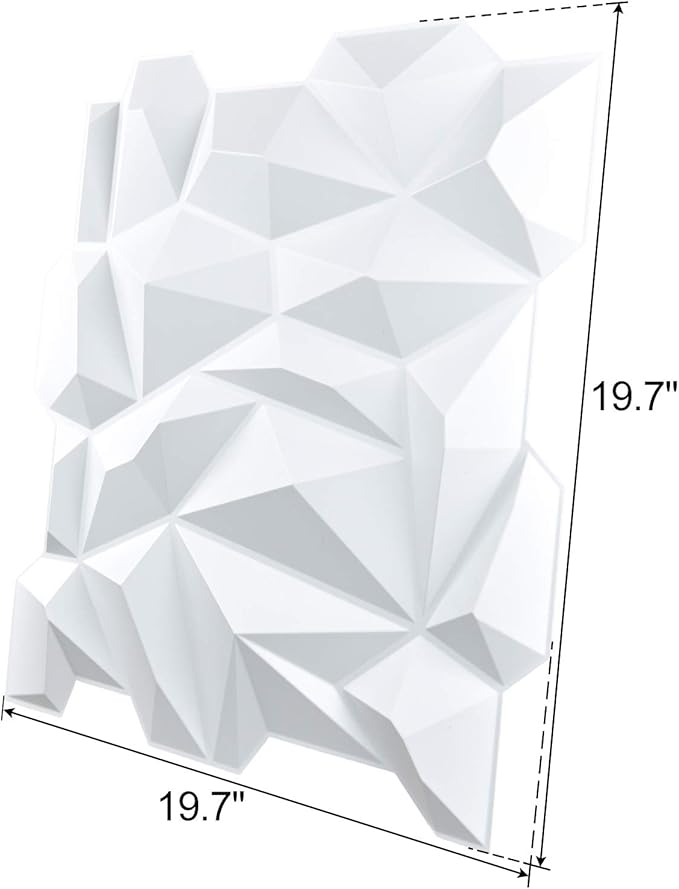 Art3d 19.7" x 19.7" (Pack of 12) Wall Panel Marble, White