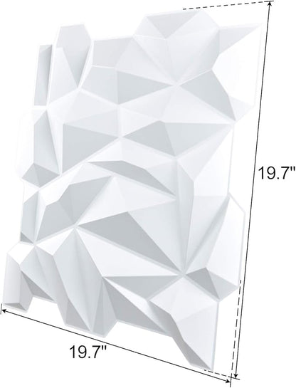 Art3d 19.7" x 19.7" (Pack of 12) Wall Panel Marble, White
