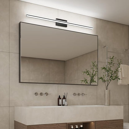 SOLFART Bathroom Lights Over Mirror Matte Black Dimmable Modern LED Vanity Lighting Fixtures 48 Inch 30W Bathroom Vanity Light