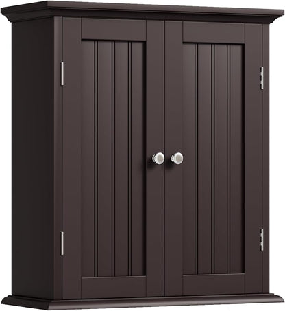 ChooChoo Bathroom Wall Cabinet with 2 Doors, Over The Toilet | 8.8"D x 21.1"W x 24"H, Medicine Cabinet, Adjustable Shelves, Cupboard, Espresso