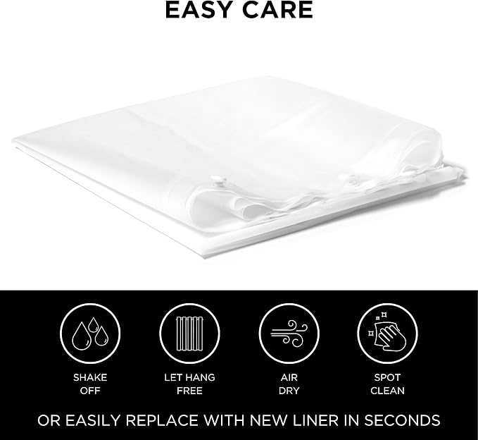 Hookless® It’s A Snap!® PEVA Snap-In Shower Curtain Liner, Water-Repellant, Easy Install, Frost White Color