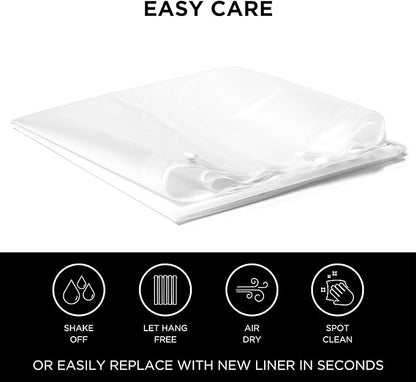 Hookless It’s A Snap! Plastic PEVA Antimicrobial Snap-in Replacement Shower Curtain Liner Curtain with Sheer Window, 70" x 54", Water-Repellent, Easy Install, Frost (Pack of 6)