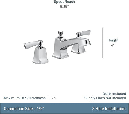 Moen Conway Spot Resist Brushed Nickel Two Handle Widespread Bathroom Sink Faucet with Valve Included, 84926SRN (Pack of 2)