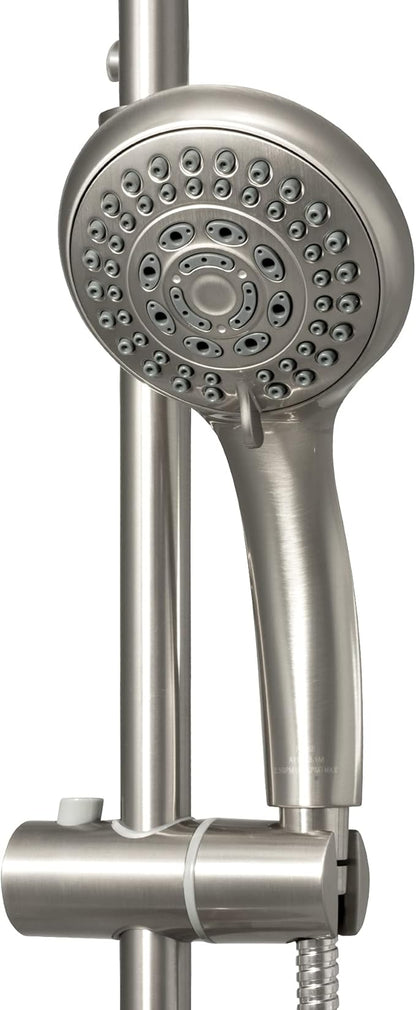 Lanikai Rain Shower Head with Handheld Spray Combo - 1028-BN, Brushed Nickel - 8" Rain Showerhead with Handheld Sprayer, 3 Spray Jets, 5-Function Rainfall Shower Head with Hose, 2.5 GPM