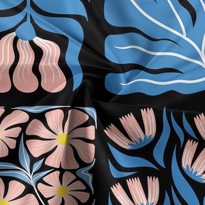 JAWO Pink Turquoise Shower Curtain for Bathroom, Retro Boho Floral Bathroom Curtain Decor, Vintage Abstract Botanical Geometric Groovy Aesthetic Pattern Shower Curtain Sets with 12 Hooks,70X70IN