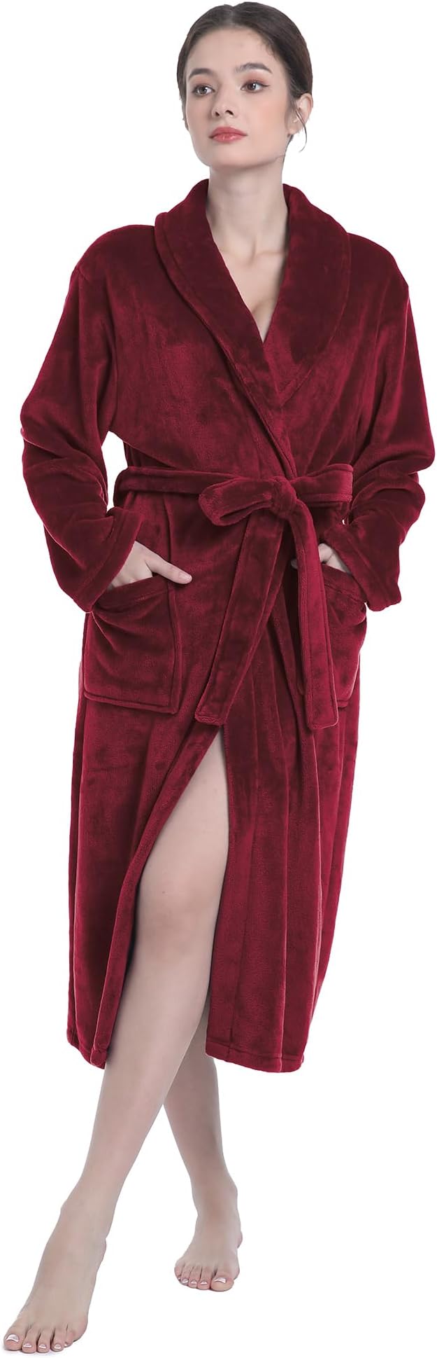Fluffy Soft Robes for Women, Warm Fleece Womens Robe, Cozy Bathrobe | Plush Bathrobe for Women, Long Fuzzy Lightweight Bath Robe with Pockets for Shower Spa Hotel House Pool