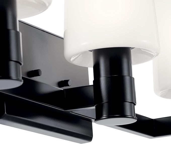 Kichler Adani 3-Light Vanity, Modern Light with Opal Glass in Black, Bathroom or Powder Room (8.25" x 24"), 55176BK