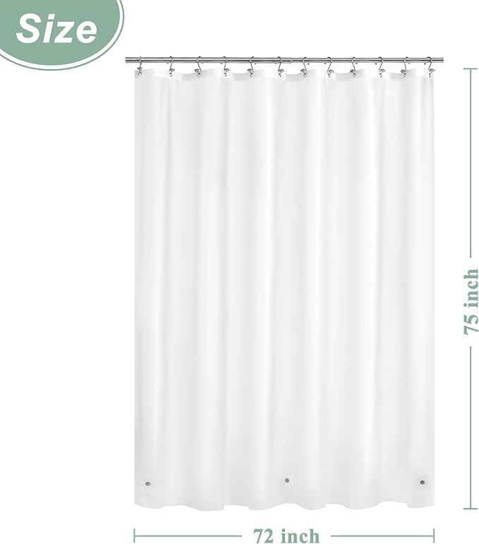 Mrs Awesome 72 x 75 Inches Long Shower Curtain Liner Frosted | 3 Bottom Magnets,12 Rustproof Grommets,Water Proof Lightweight PEVA,72W x 75H for Bathroom Long Size