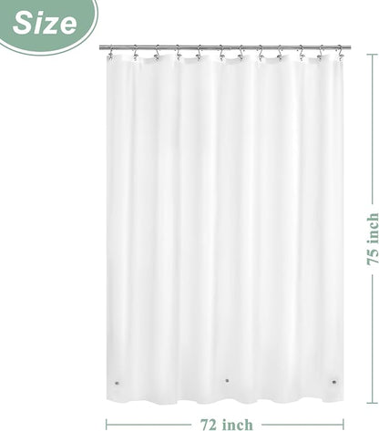 Mrs Awesome 72 x 75 Inches Long Shower Curtain Liner Frosted | 3 Bottom Magnets,12 Rustproof Grommets,Water Proof Lightweight PEVA,72W x 75H for Bathroom Long Size