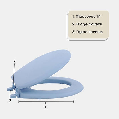Soft Standard Vinyl Toilet Seat, Light Blue, 17 in