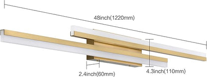 PRESDE 48 Inch LED Bathroom Light Fixtures Over Mirror Brushed Gold Vanity Light Modern Bath Lighting Bar 5CCT