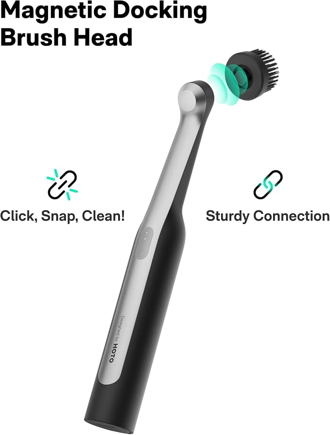 HOTO Wand™ Cordless Spin Scrubber, Electric Grout Brush, 12 Brush Heads | IPX7 Full Body Waterproof Bathroom Scrubber, Cleaning Brush for Grout, Tiles, Corners, Crevices
