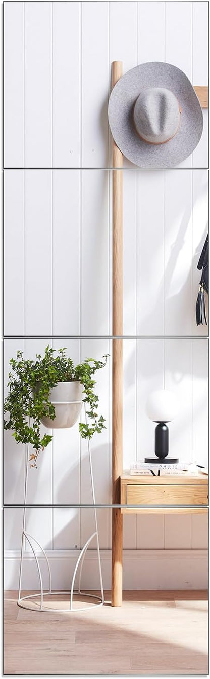 VASUHOME Glass Full Length Wall Mirror Tiles - [14 x12 Inch - 4PCS], Frameless Full Body Mirror for Home Gym, Bedroom, Living Room - Versatile Wall Mirror with Unrivaled Clarity