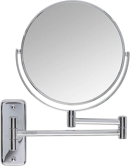 JERDON Wall-Mounted Magnifying Mirror - Bathroom Makeup Mirror with 8X Magnification - 8-Inch Diameter - Chrome Finish - Model JP7808C
