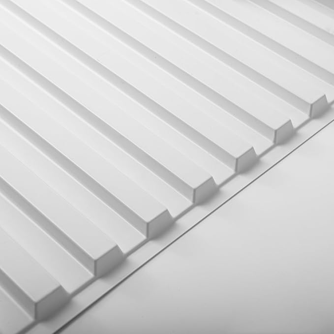 Art3d Fluted Slat 3D Wall Panels, Drop Ceiling Tiles, 6-Pack, White | 24" x 48" , Lightweight, Break-Proof, Compatible with Grid System, Ideal for Home, Commercial Spaces