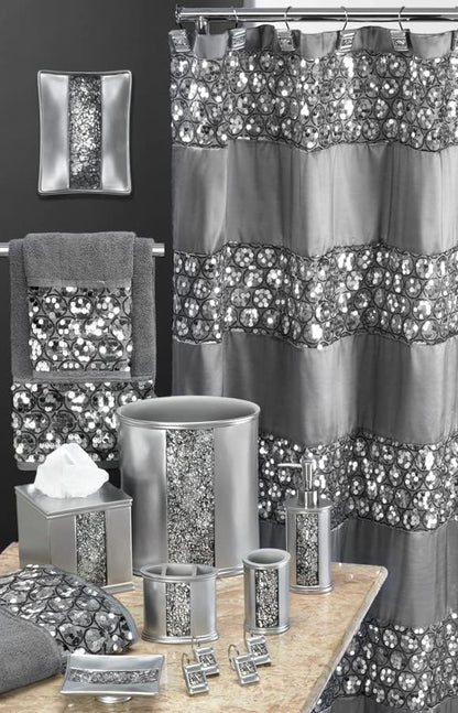Zahari Home Sinatra Modern Bathroom Towel Set 3 Piece Towel Bath Towel, Hand Towel and Wash Towel Luxury Contemporary Decor Bling Silver Bath Towel Sets Soft, Plush and Highly Absorbent