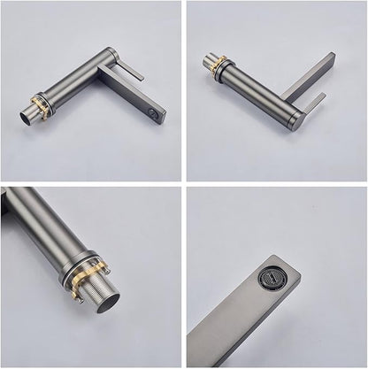Single Hole Faucet for Bathroom Sink Brass Bathroom Faucet Single Handle Hot and Cold Brushed Gold
