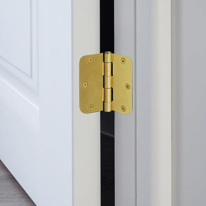 Design House 10-Pack 3.5-Inch x 3.5-Inch Interior Door Hinges with 5/8-Inch Radius, Satin Brass, Heavy Duty Steel Construction, Left- or Right-Handed – Design House, 181404