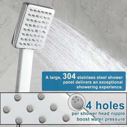 Shower Faucet Set Chrome 10 Inch Shower Head and Handle Set Bathroom Rain Shower System Wall Mounted Shower Fixture Include Shower Valve and Trim Kit