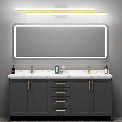 Ralbay 48" Gold Vanity Lights 48W Frosted Aluminum Modern LED Gold Bathroom Vanity Light Fixtures Over Long Mirror Modern Gold Bath Lighting 6000K White Light