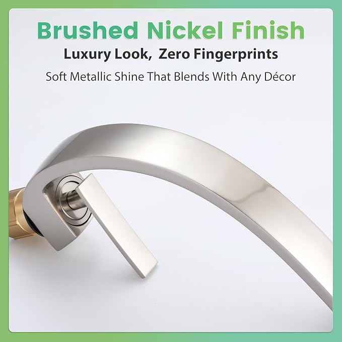 Bathroom Sink Faucet Modern Single Hole 1-Handle Faucet, Brushed Nickel Solid Brass Faucets, Mount Curved Lavatory Faucets Mixer Tap