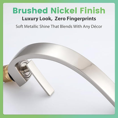 Bathroom Sink Faucet Modern Single Hole 1-Handle Faucet, Brushed Nickel Solid Brass Faucets, Mount Curved Lavatory Faucets Mixer Tap