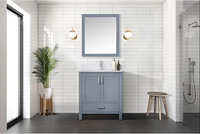 Jacques 30 in. W x 22 in. D Dark Grey Bath Vanity and White Quartz Top