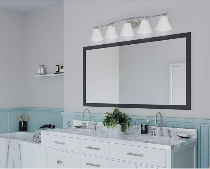 Progress Lighting P2016-09 Bravo 5-Lt. Bath and Vanity Fixture with Etched glass shades,Brushed Nickel