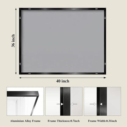 Koonmi Black Rectangle Wall Mirror, 36x40 Inch Bathroom Mirror, Aluminum Frame Vanity Mirror for Entryway, Living Room, Bedroom Bathroom, Hangs Horizontally or Vertically