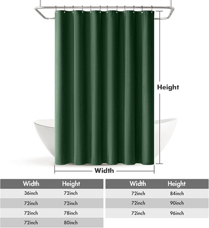 MIULEE Linen Fabric Shower Curtain Dark Green W72*L72 12 Metal Hooks | Washable, Modern, Heavy Duty, Shower Curtain Set, Waterproof Thick Cloth Shower Curtains, Bathroom Bathtub