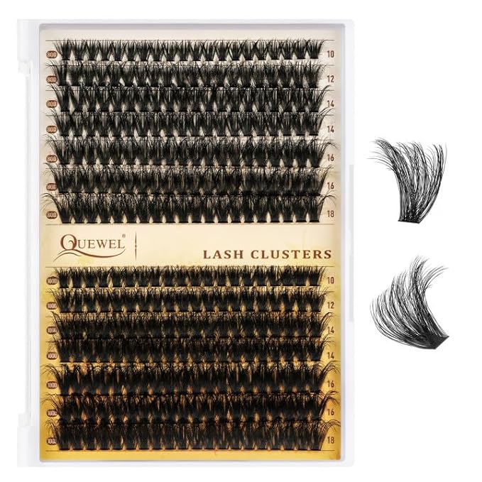 QUEWEL Lash Clusters, Cluster Lashes 3D-80D+100D Eyelash Clusters D Curl | Individual Lashes 10-18mm Cluster Eyelash Extensions Create Kinds of Beauty Look (DH-3D+80D+100D)