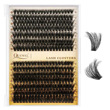 QUEWEL Lash Clusters, Cluster Lashes 3D-80D+100D Eyelash Clusters D Curl | Individual Lashes 10-18mm Cluster Eyelash Extensions Create Kinds of Beauty Look (DH-3D+80D+100D)