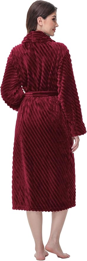 Yurhap Premium Robes for Women - Super Soft Cozy Fleece Womens Robe Plush Long Bathrobe