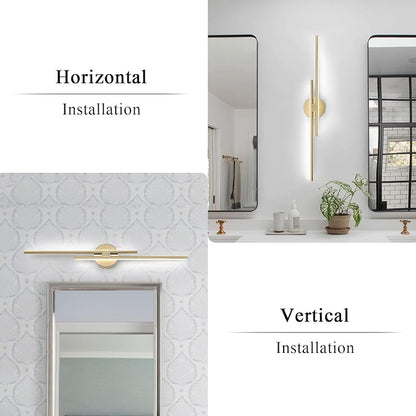 EDISLIVE Dimmable Modern LED Vanity Light Fixtures Bathroom Vanity Wall Lighting, 31.5 in Mirror Vanity Lighting Fixtures for Bathroom Bedroom Makeup Living Room, Gold