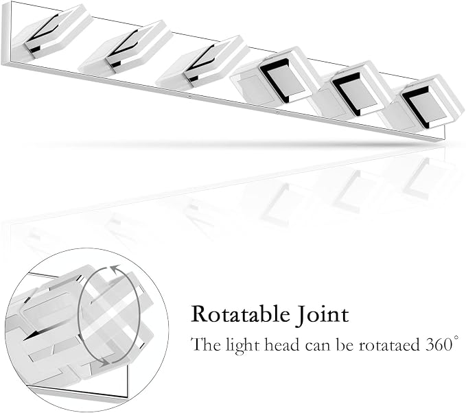 Ralbay Modern 6 Light Vanity Light Chrome Bathroom Vanity Lighting Fixtures Over Mirror Acrylic Up and Down Chrome Bathroom Wall Mounted Lights