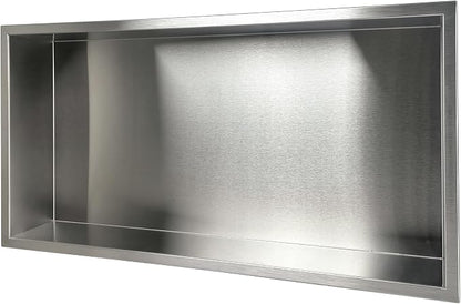 No Tile Needed Shower Niche for Shower Room Storage,Recessed Wall Niche Insert,Stainless Steel 304 (Brush, 12 * 24 in)