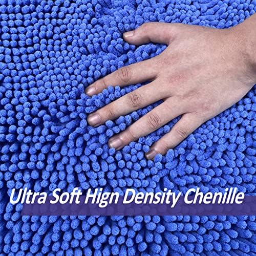 Blue Bath Mat - Super Soft Non-Slip, Machine Washable, Dries Quickly - Ultra Soft 3 Piece Bathroom Set