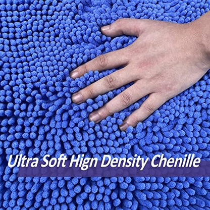 Blue Bath Mat - Super Soft Non-Slip, Machine Washable, Dries Quickly - Ultra Soft 3 Piece Bathroom Set