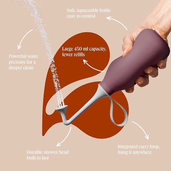 Butt & Intimate Shower 3.0 – Mobile Travel Bidet & Sustainable Intimate Shower, Replaces Wet Wipes, Saves Toilet Paper, Portable Handheld Bidet, Travel Bag Included, BPA-Free - Royal Ruby