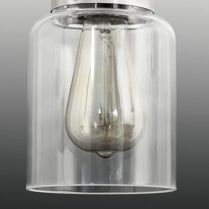 Progress Lighting P300048-009 Calhoun Collection Clear Glass Farmhouse Bath Vanity Light, 4-Light, Brushed Nickel