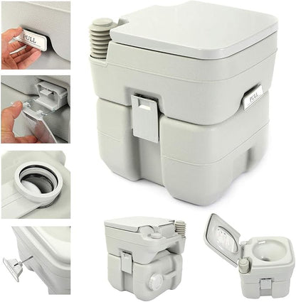 5.3 Gallon Porta Potty Travel Portable Camping Toilet for RV, Boating, Road Trips, Caravan, Campsite, Hospital(20L Gray)