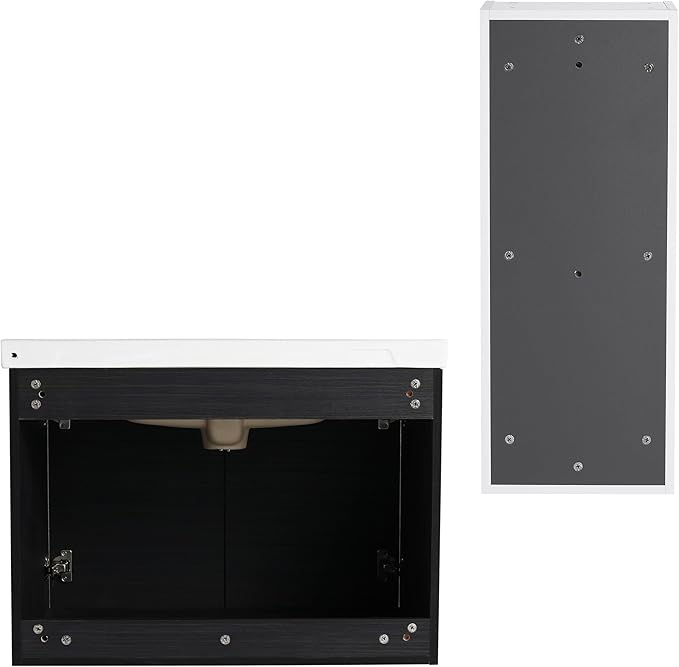 28 Inch Bathroom Vanity with Sink, 28'' Floating Bathroom Vanity with Sink Combo,Modern Wall Mounted Cabinet Set with 12'' Side Cabinet Combo,Black