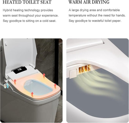 Bidet Square Toilet Seat for Rectangle Toilets, Rectangular Electric Heated Bidet Toilet Seat with Wireless Remote, Adjustable Warm Water and Air Dryer, Oscillating Wash