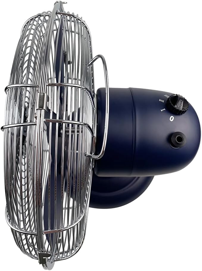 Good Housekeeping 92618 All-Metal 12" Retro Desk Office Table Fan with Wide Oscillation, 3-Speed Settings & Carrying Handle, Maritime Blue
