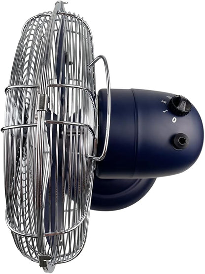 Good Housekeeping 92618 All-Metal 12" Retro Desk Office Table Fan with Wide Oscillation, 3-Speed Settings & Carrying Handle, Maritime Blue