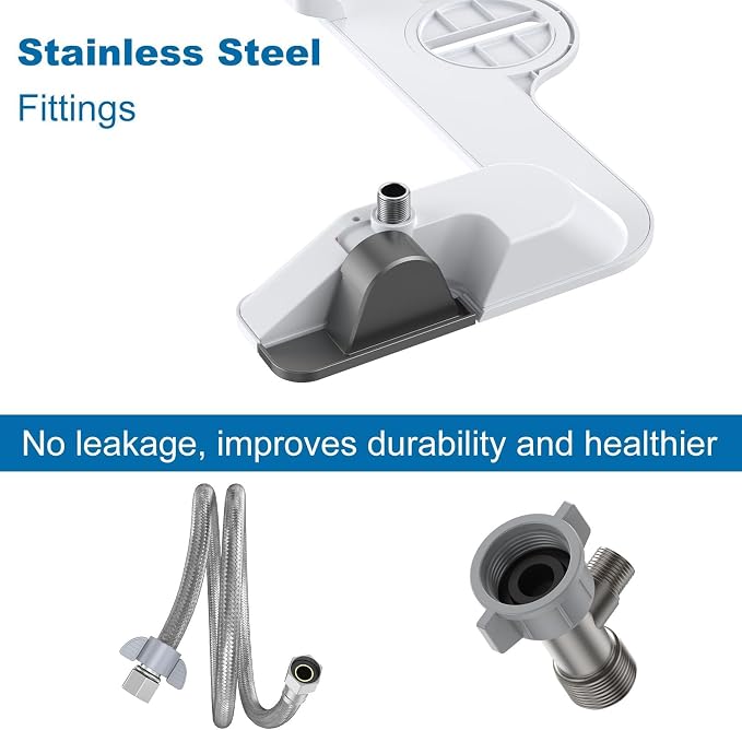 Bidet Attachment for Toilet, Non-Electric Dual Nozzle Bidet Sprayer with Adjustable Water Pressure, Cold Water Toilet Seat Attachment for Feminine and Personal Hygiene