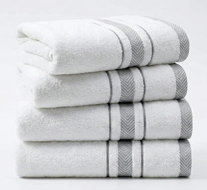 Hand Towels Set for Bathroom – Luxury 4-Piece Cotton Hand Towels, Soft Absorbent & Quick Dry, 600 GSM Bath Towels for Bathroom, Hotel Spa Quality (White/Grey, 4-Hand Towel Set)