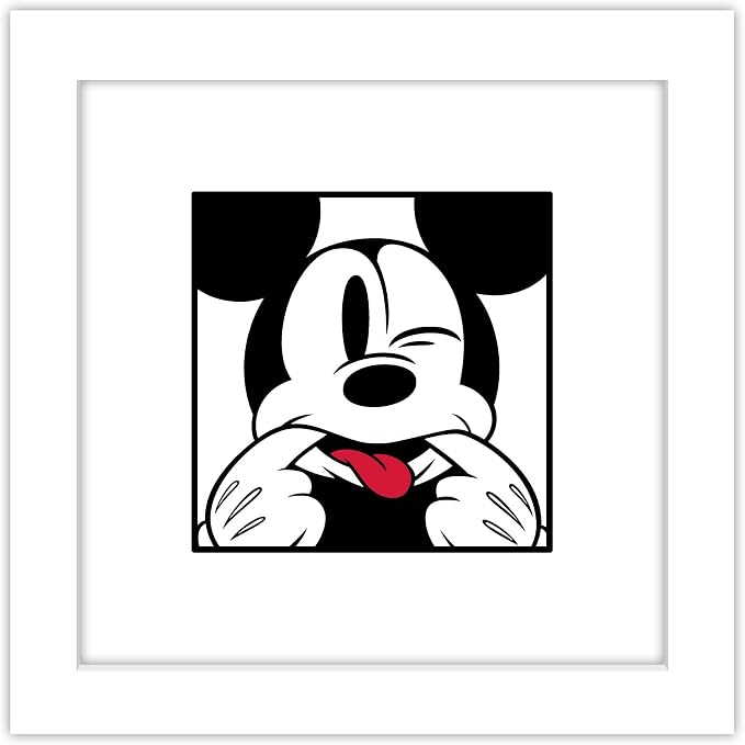 Trends International Gallery Pops Disney Mickey Mouse - Mickey Expressions - Funny Face Wall Art Wall Poster, 12" x 12", White Framed Version