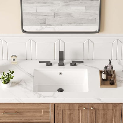 18in Undermount Bathroom Sink Rectangular, 18.1" x 13.8" Vessel Sink Rectrangle Undermount Bathroom Sink White Ceramic Lavatory Vanity Vessel Sink with Overflow