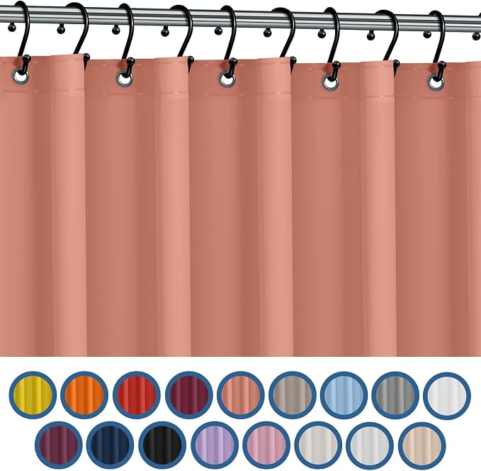 No Smell Shower Curtain Liner 72x72 Peach - PEVA Plastic Shower Curtain for Bathroom, PVC-Free Waterproof Peach Shower Liner with Metal Grommets and Magnet-Weighted Bottom Hem - Washable Liner